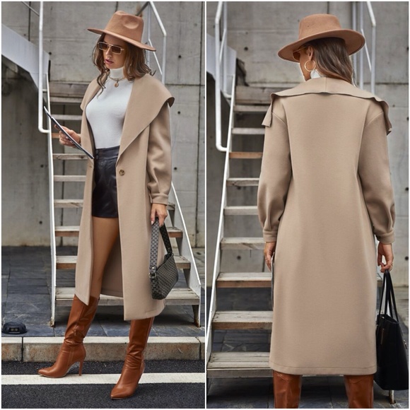 fall long waterfall button trench peacoat grey - Picture 8 of 8